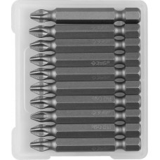 Бита PH2   50 мм E 1/4" кованая хромомолибден 1 шт ЗУБР Мастер 26001-2-50-10