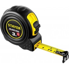 Рулетка 3 м 16 мм 2 фиксатора ударостойкая Stayer BlackMax 3410-03