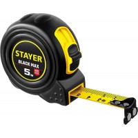 Рулетка 5 м 19 мм 2 фиксатора ударостойкая Stayer BlackMax 3410-05