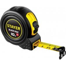 Рулетка 10 м 25 мм 2 фиксатора ударостойкая Stayer BlackMax 3410-10