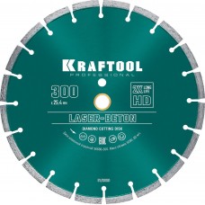 Диск отрезной алмазный по бетону сухой влажный рез 25,4/20*300 мм Kraftool Laser-Beton 36686-300