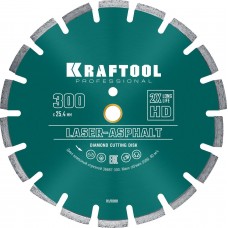 Диск по бетону 300 мм отрезной алмаз сухой влаж рез 25,4/20*300 мм Kraftool Laser-Asphalt 36687-300
