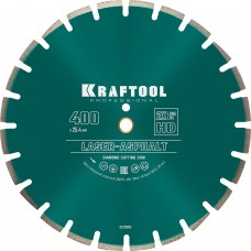 Диск по бетону 400 мм отрезной алмаз сухой влаж рез 25,4/20*400 мм Kraftool Laser-Asphalt 36687-400