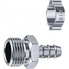 Штуцер 1/2" НР елочка 10 мм переходник с обжимным хомутом ЗУБР 64924-1/2-10