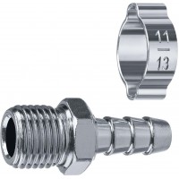 Штуцер елочка 8 мм*1/4″M переходник с обжимным хомутом ЗУБР 64924-1/4-08
