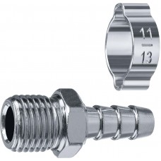 Штуцер елочка 8 мм*1/4″M переходник с обжимным хомутом ЗУБР 64924-1/4-08
