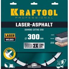 Диск по бетону 300 мм отрезной алмаз сухой влаж рез 25,4/20*300 мм Kraftool Laser-Asphalt 36687-300