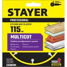 Диск отрезной по дереву для УШМ 115*22,2 мм Stayer MultiCut 36860-115