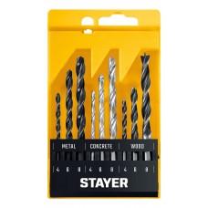 Набор сверла дерево 4-8 мм металл 4-8 мм бетон 4-8 мм 9 шт Stayer 29720-Н9