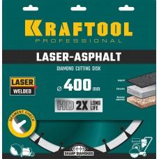 Диск по бетону 400 мм отрезной алмаз сухой влаж рез 25,4/20*400 мм Kraftool Laser-Asphalt 36687-400