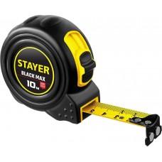 Рулетка 10 м 25 мм 2 фиксатора ударостойкая Stayer BlackMax 3410-10