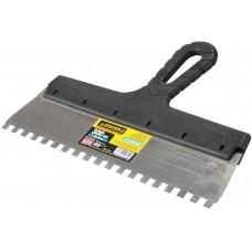 Шпатель зубчатый 8*8 мм 300 мм нерж пластик ручка Stayer PROFlat 1009-30-08
