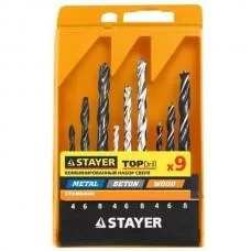 Набор сверла дерево 4-8 мм металл 4-8 мм бетон 4-8 мм 9 шт Stayer 29720-Н9