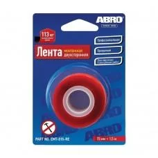 Лента клейкая двусторонняя 15 мм 1,5 м монтажная Abro EMT-015-RE
