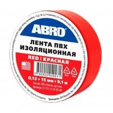 Изолента ПВХ 15 мм 9,1 м красная Abro ET-912-15-10-RD-RE