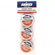 Набор изолента ПВХ 15 мм 9.1 м 3 шт cиняя черная красная Abro ET-912-15-10-SET