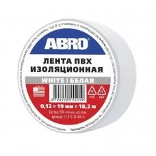 Изолента ПВХ 19 мм 18,2 м белая Abro ET-912-20-WH-R